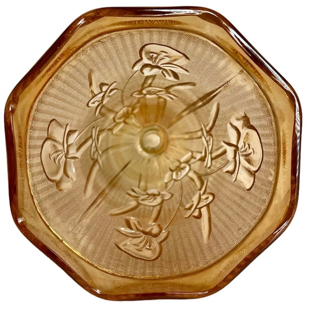 Mid Century Glass Vase Iris Herringbone Iridescent
Peach Jeannette Glass Vintage - Picture 5 of 5